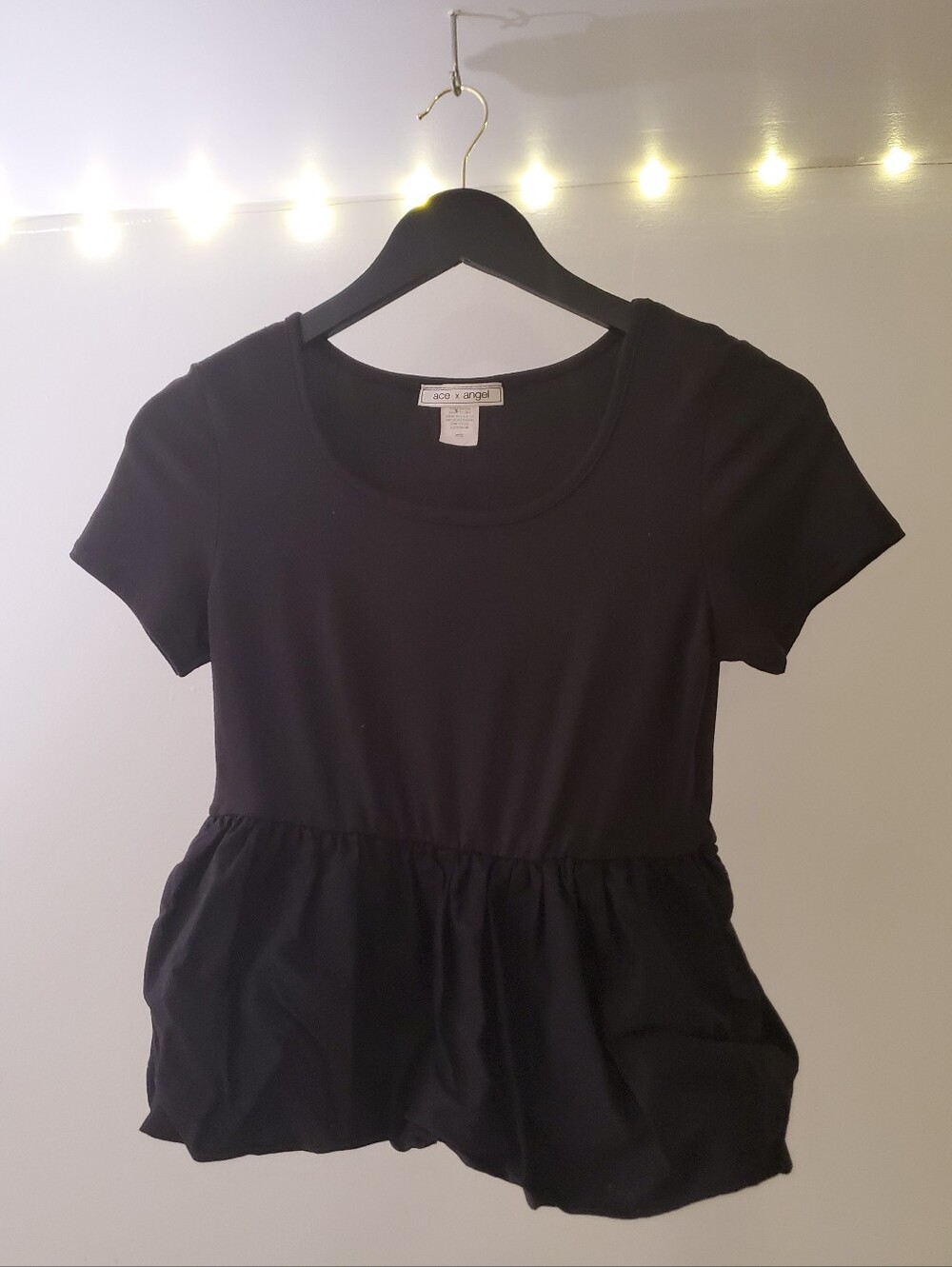 Black Short-Sleeve Peplum Tee